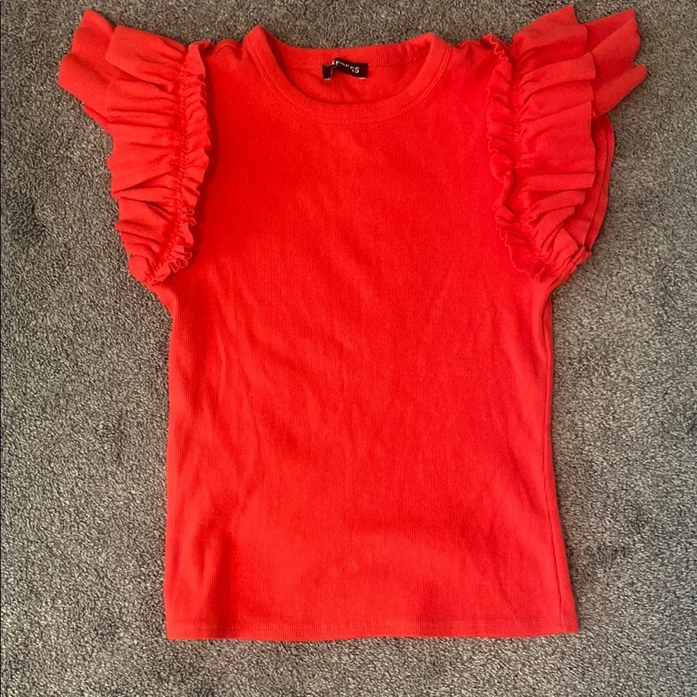 Red Ruffled Express Top - Picture 1 of 4